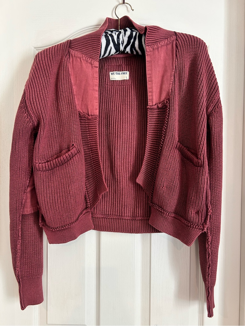We The Free Washed Ribbed Cardigan Sweater - Dusty Rose Coral